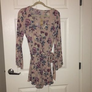 American Eagle Floral Wrap Romper